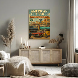 Classic American Cars Cruise Woodward Avenue Heritage Poster PosterGoat