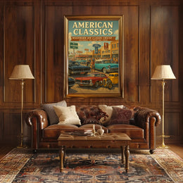 Classic American Cars Cruise Woodward Avenue Heritage Poster PosterGoat