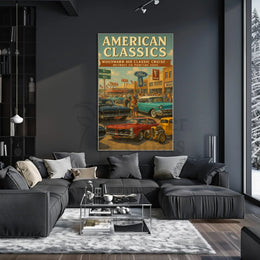 Classic American Cars Cruise Woodward Avenue Heritage Poster PosterGoat