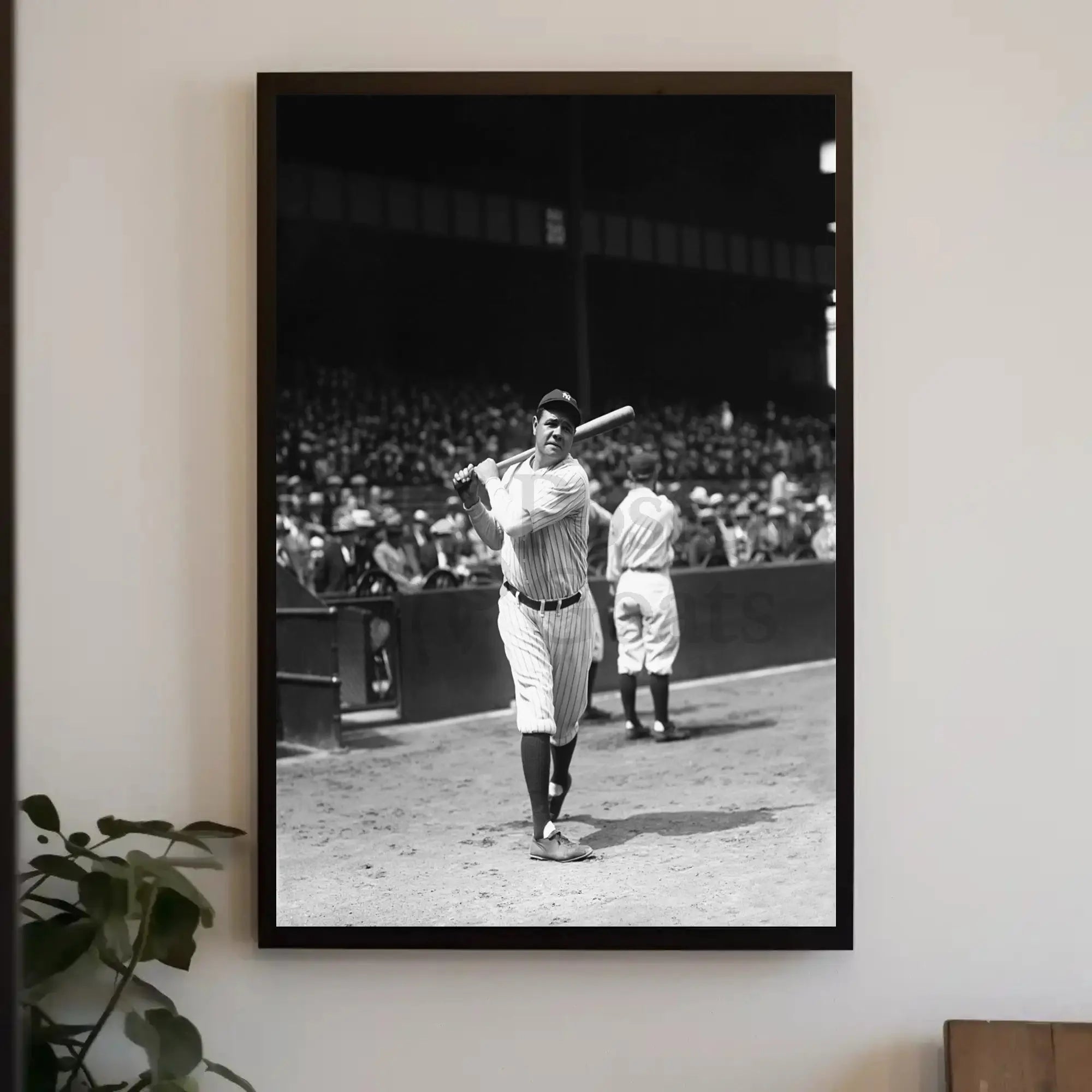 Classic Baseball Icon in Black and White Sports Poster PosterGoat