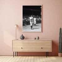 Classic Baseball Icon in Black and White Sports Poster PosterGoat