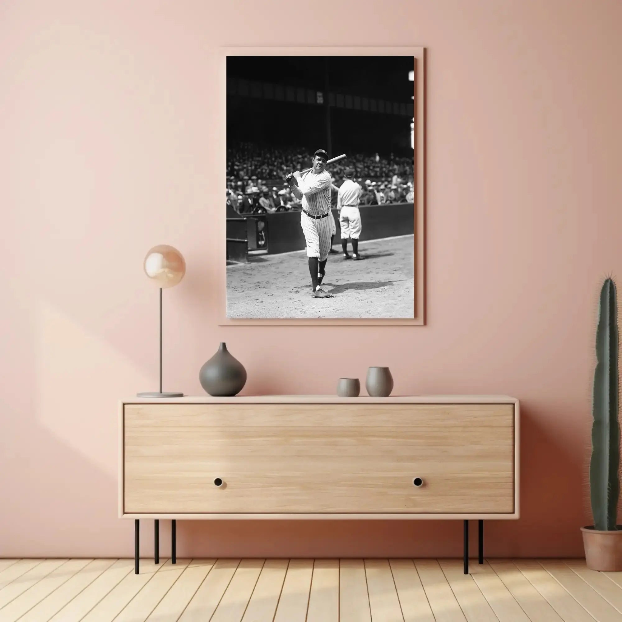 Classic Baseball Icon in Black and White Sports Poster PosterGoat