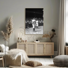 Classic Baseball Icon in Black and White Sports Poster PosterGoat