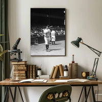 Classic Baseball Icon in Black and White Sports Poster PosterGoat