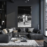Classic Baseball Icon in Black and White Sports Poster PosterGoat