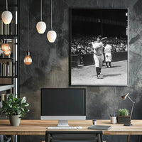 Classic Baseball Icon in Black and White Sports Poster PosterGoat