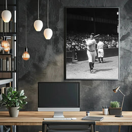 Classic Baseball Icon in Black and White Sports Poster PosterGoat