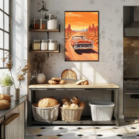 Classic Car Adventure on a Desert Road Travel Poster PosterGoat