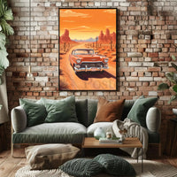 Classic Car Adventure on a Desert Road Travel Poster PosterGoat