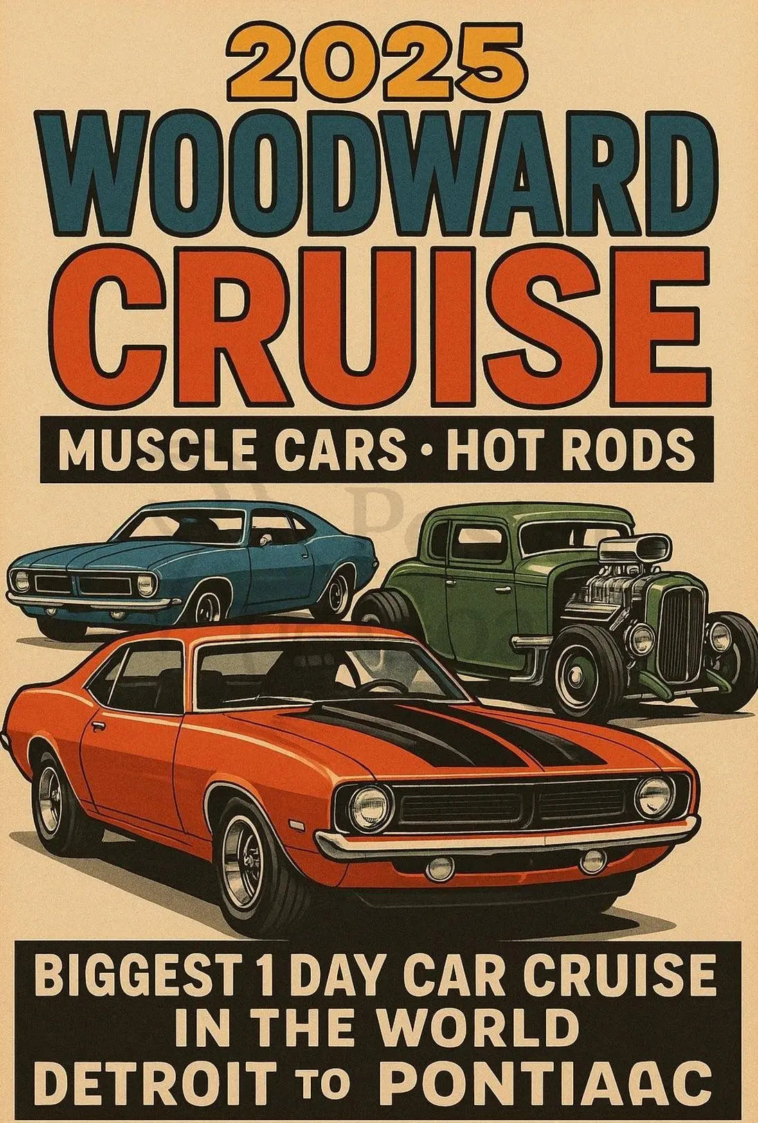 Classic Car Cruise Event Retro Cultural Heritage Poster PosterGoat