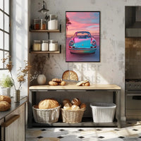 Classic Car Tropical Sunset Nostalgia Art Poster PosterGoat