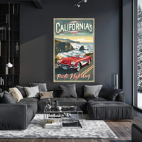 Classic Car on Pacific Highway Vintage Travel Poster PosterGoat