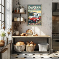 Classic Car on Pacific Highway Vintage Travel Poster PosterGoat