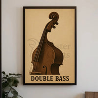 Classic Double Bass Illustration Vintage Artistic Poster PosterGoat