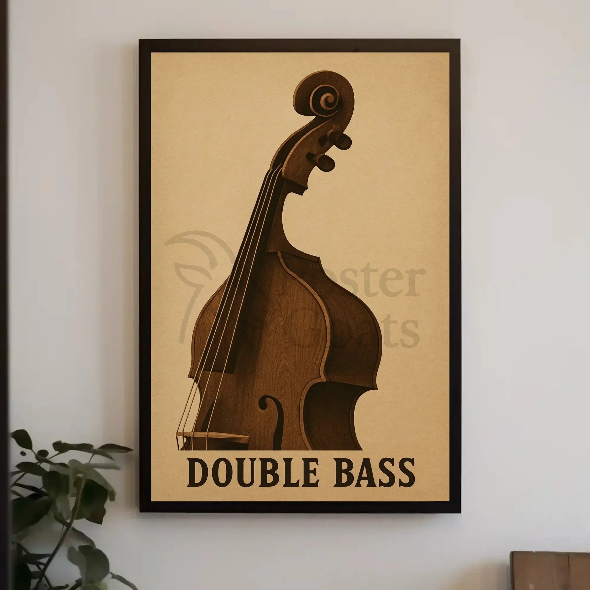 Classic Double Bass Illustration Vintage Artistic Poster PosterGoat