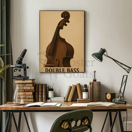 Classic Double Bass Illustration Vintage Artistic Poster PosterGoat