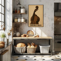 Classic Double Bass Illustration Vintage Artistic Poster PosterGoat