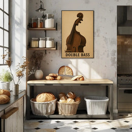 Classic Double Bass Illustration Vintage Artistic Poster PosterGoat