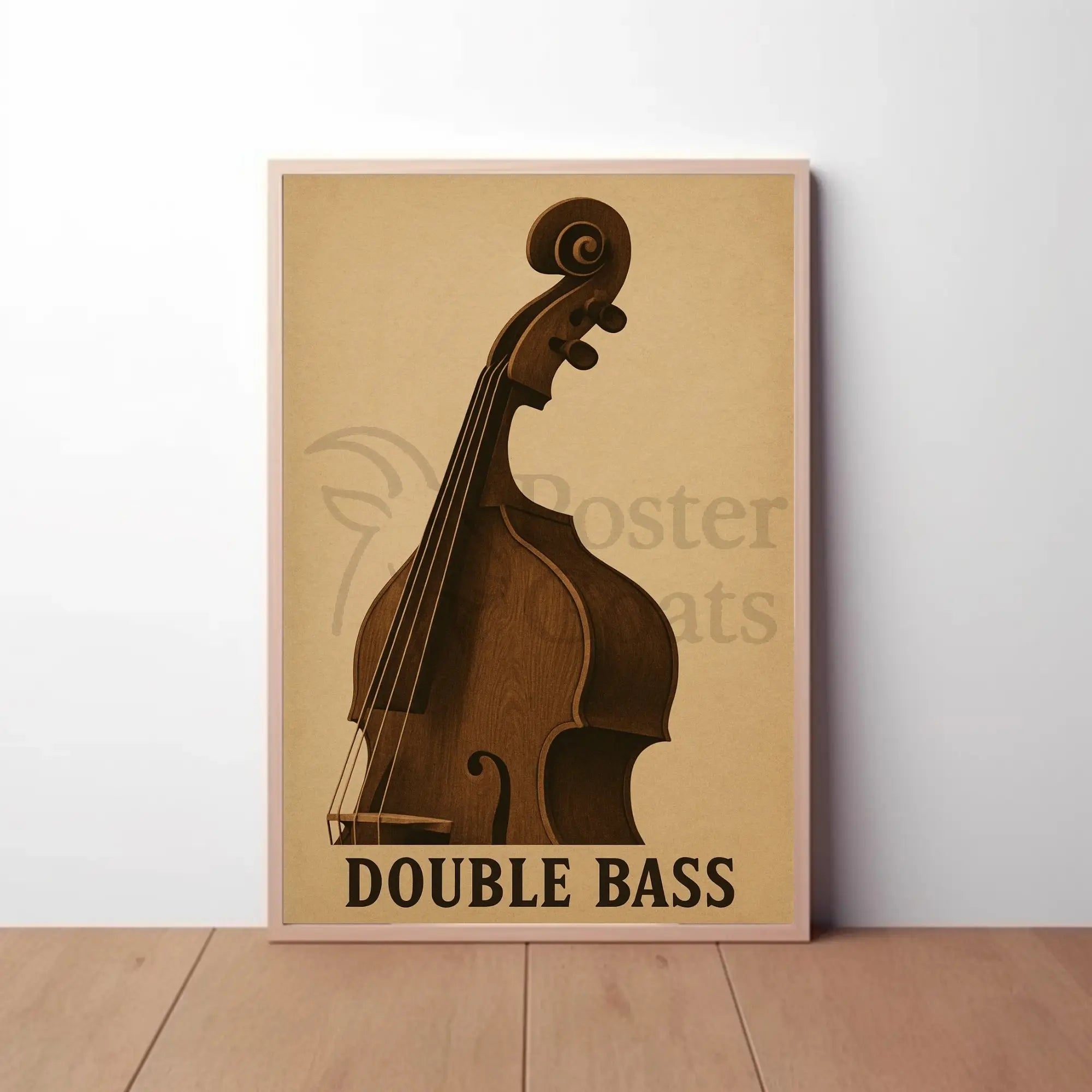 Classic Double Bass Illustration Vintage Artistic Poster PosterGoat