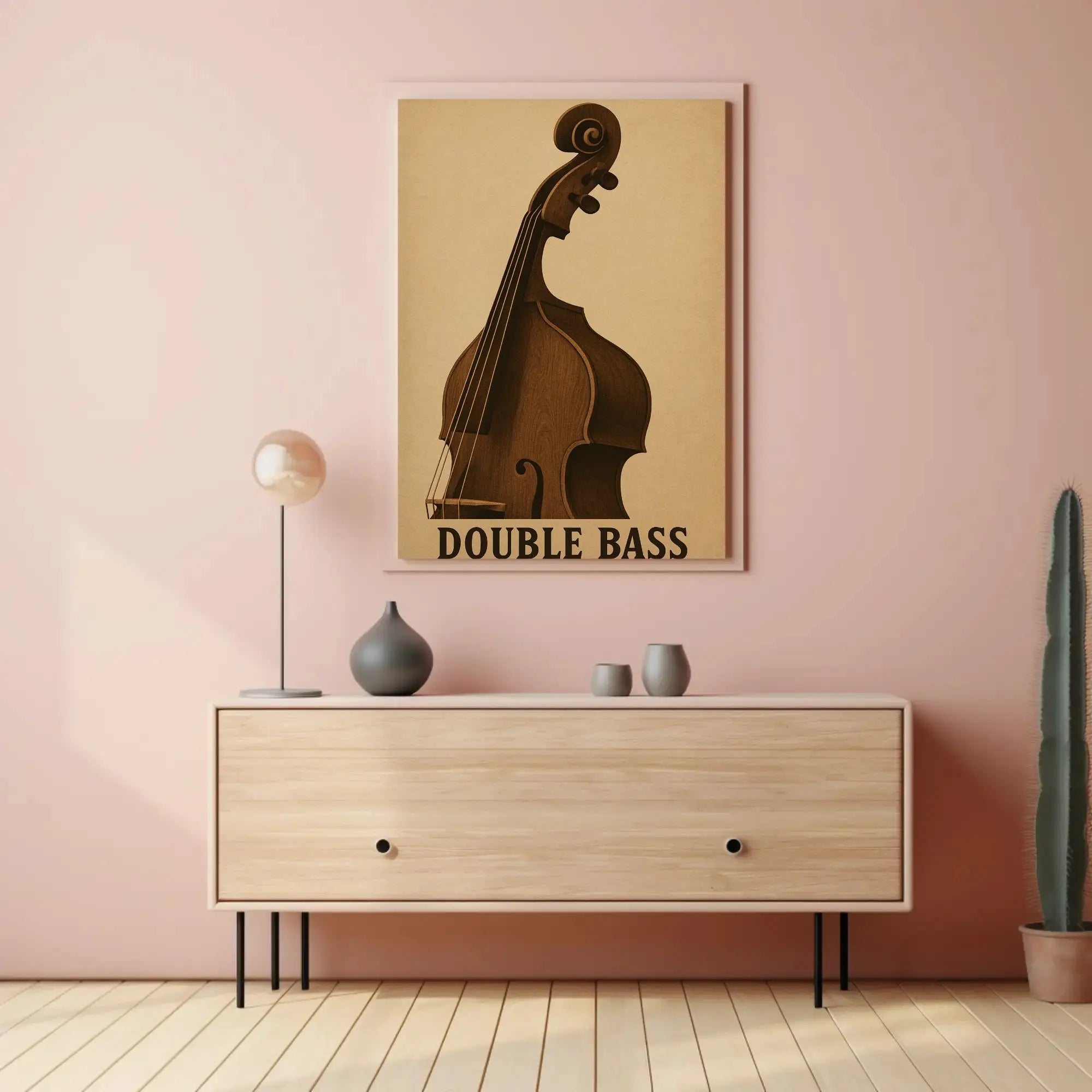 Classic Double Bass Illustration Vintage Artistic Poster PosterGoat