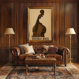 Classic Double Bass Illustration Vintage Artistic Poster PosterGoat