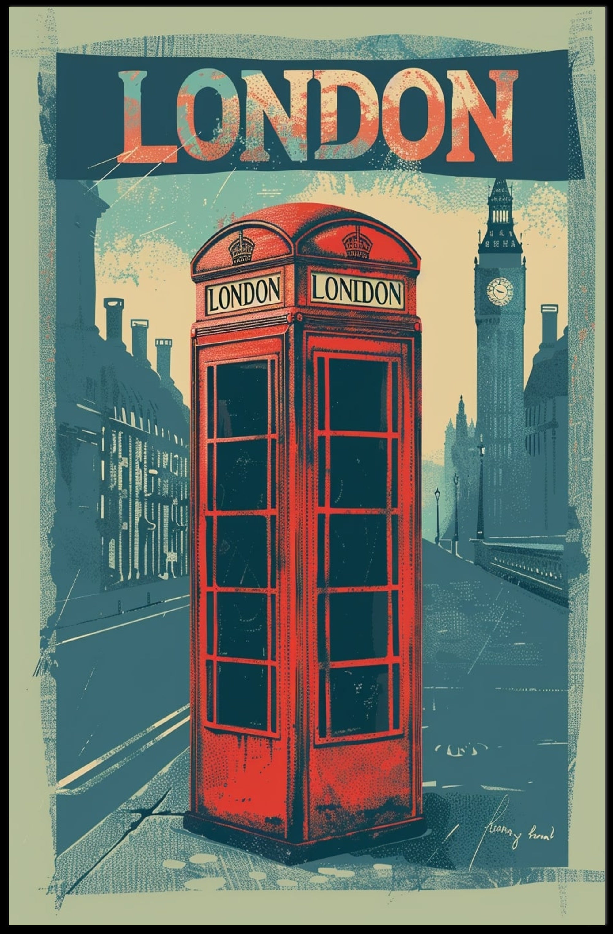 Classic London Telephone Box Travel Poster PosterGoat