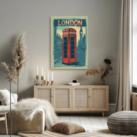 Classic London Telephone Box Travel Poster PosterGoat