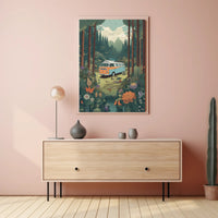 Classic Volkswagen Camper Van Adventure in Travel Poster PosterGoat