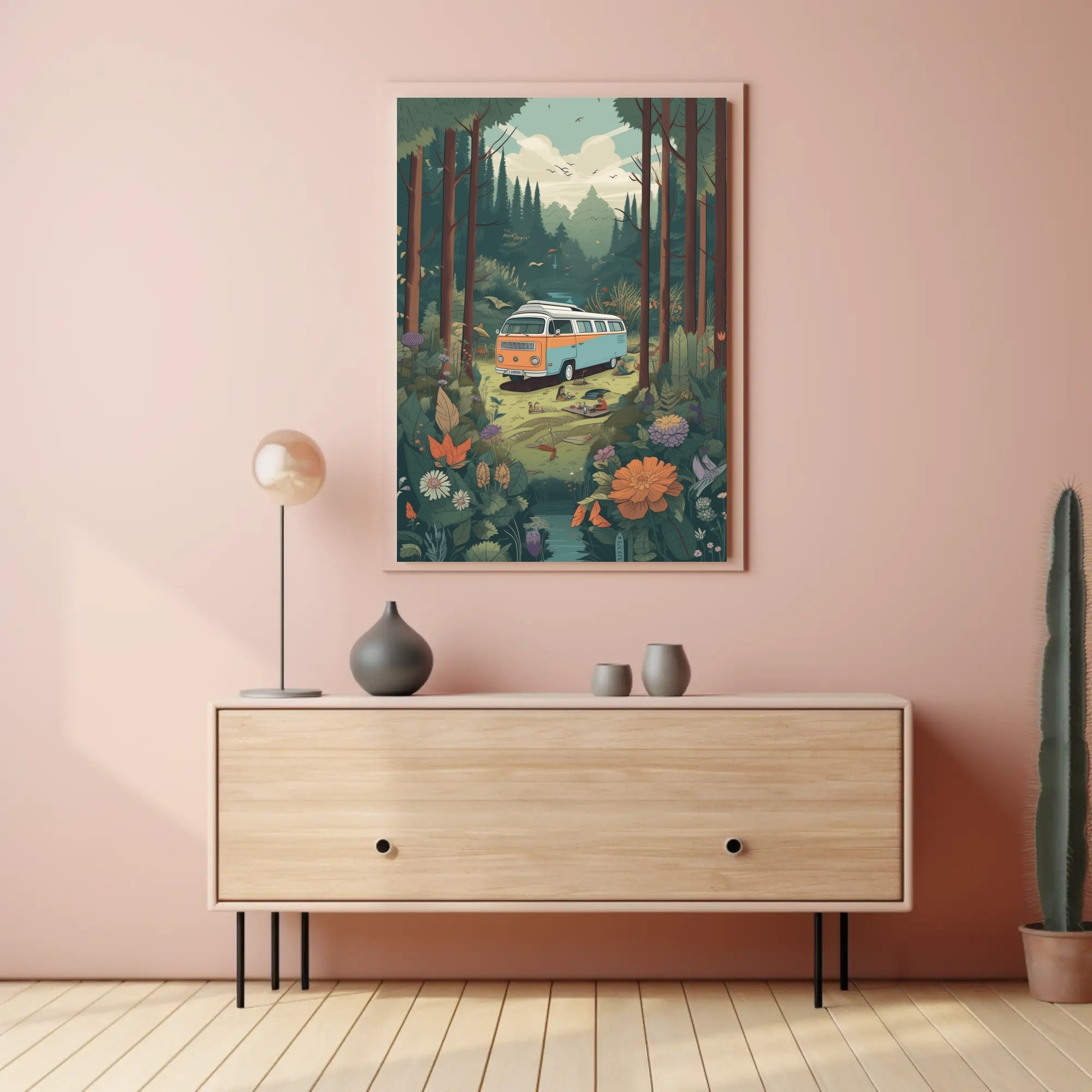 Classic Volkswagen Camper Van Adventure in Travel Poster PosterGoat