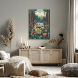 Classic Volkswagen Camper Van Adventure in Travel Poster PosterGoat