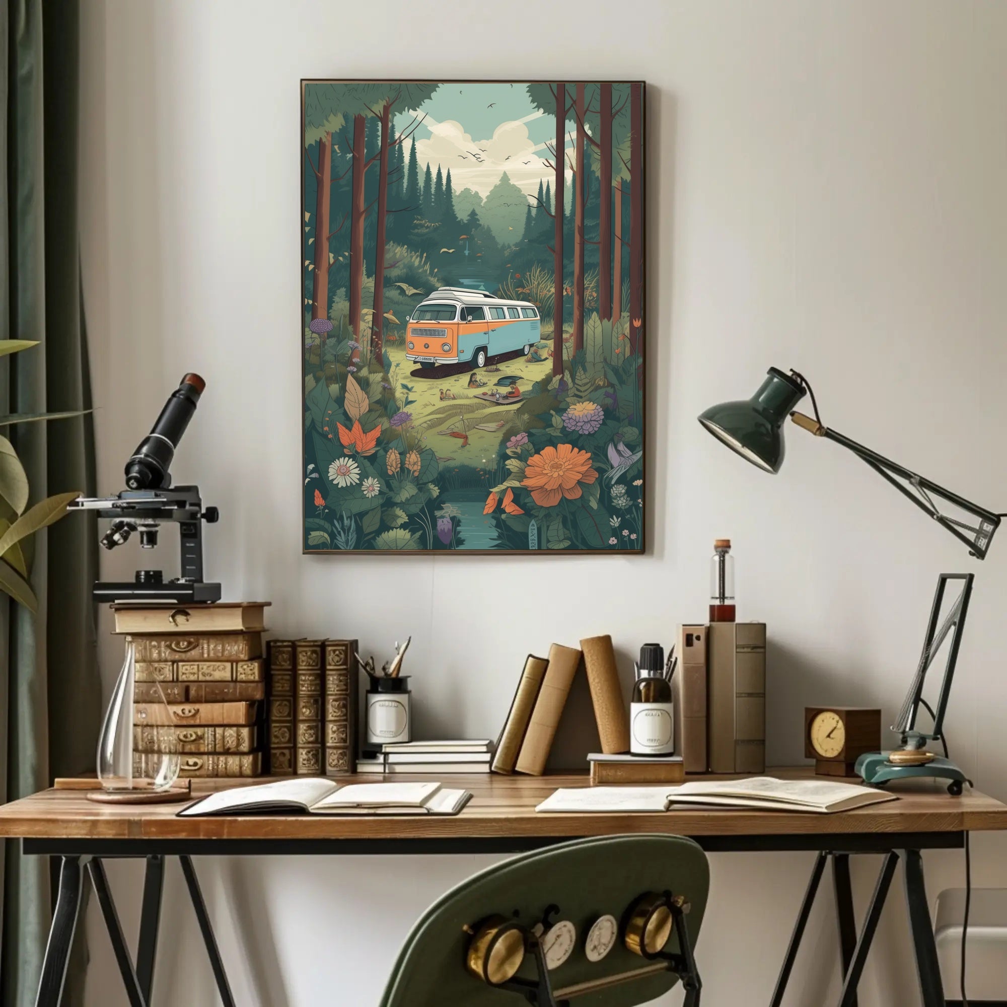 Classic Volkswagen Camper Van Adventure in Travel Poster PosterGoat