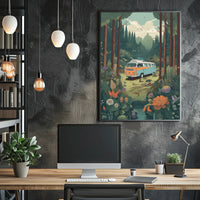 Classic Volkswagen Camper Van Adventure in Travel Poster PosterGoat