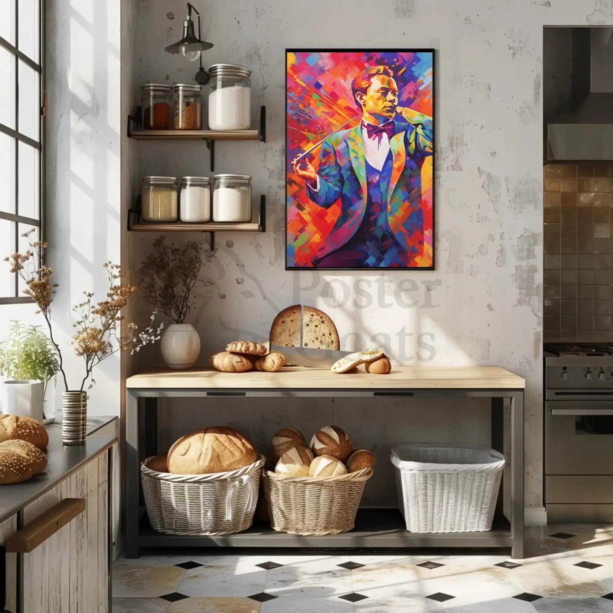 Classical Conductor in Motion Abstract, Artistic Poster PosterGoat