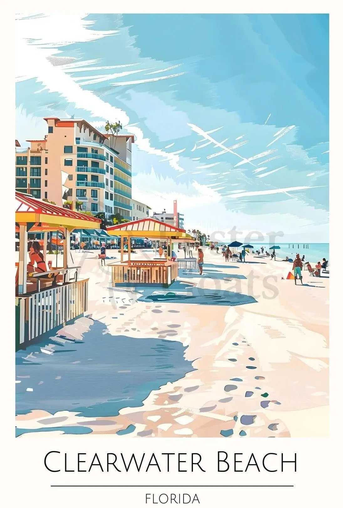 Clearwater Beach Vibrant Vacation Scene Poster PosterGoat