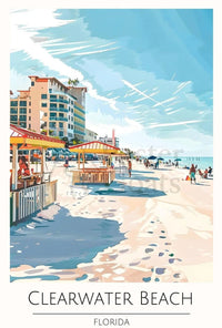 Clearwater Beach Vibrant Vacation Scene Poster PosterGoat