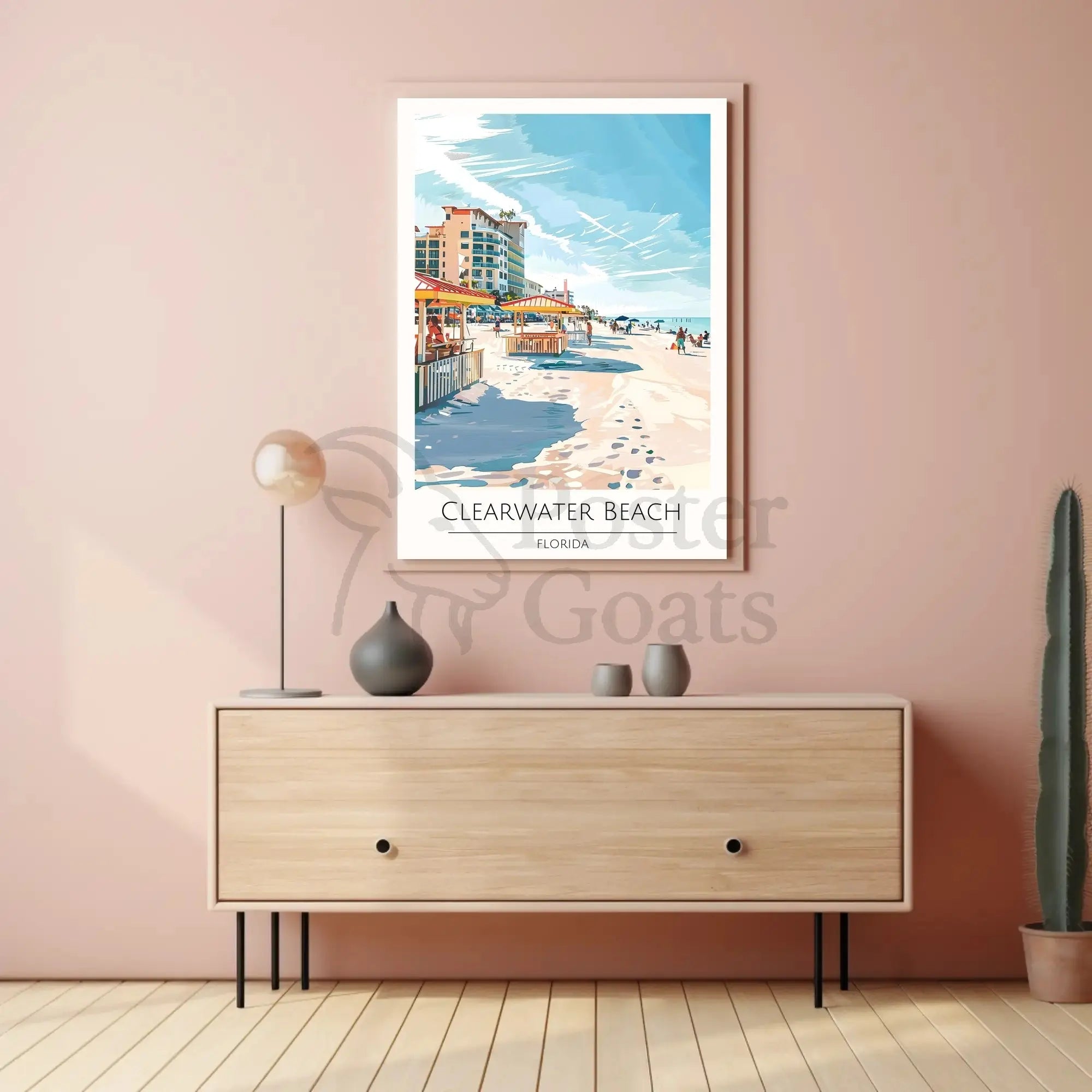Clearwater Beach Vibrant Vacation Scene Poster PosterGoat