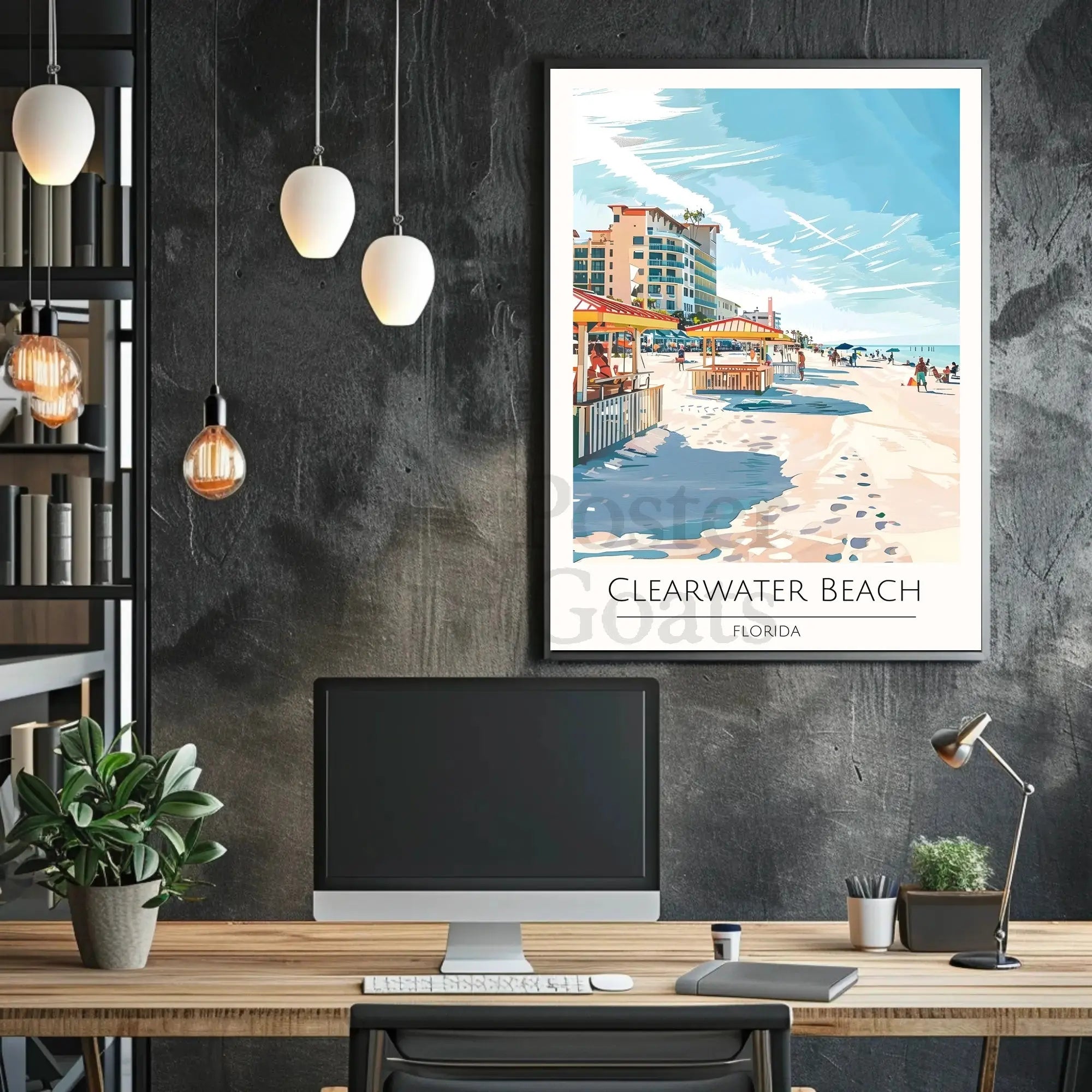 Clearwater Beach Vibrant Vacation Scene Poster PosterGoat