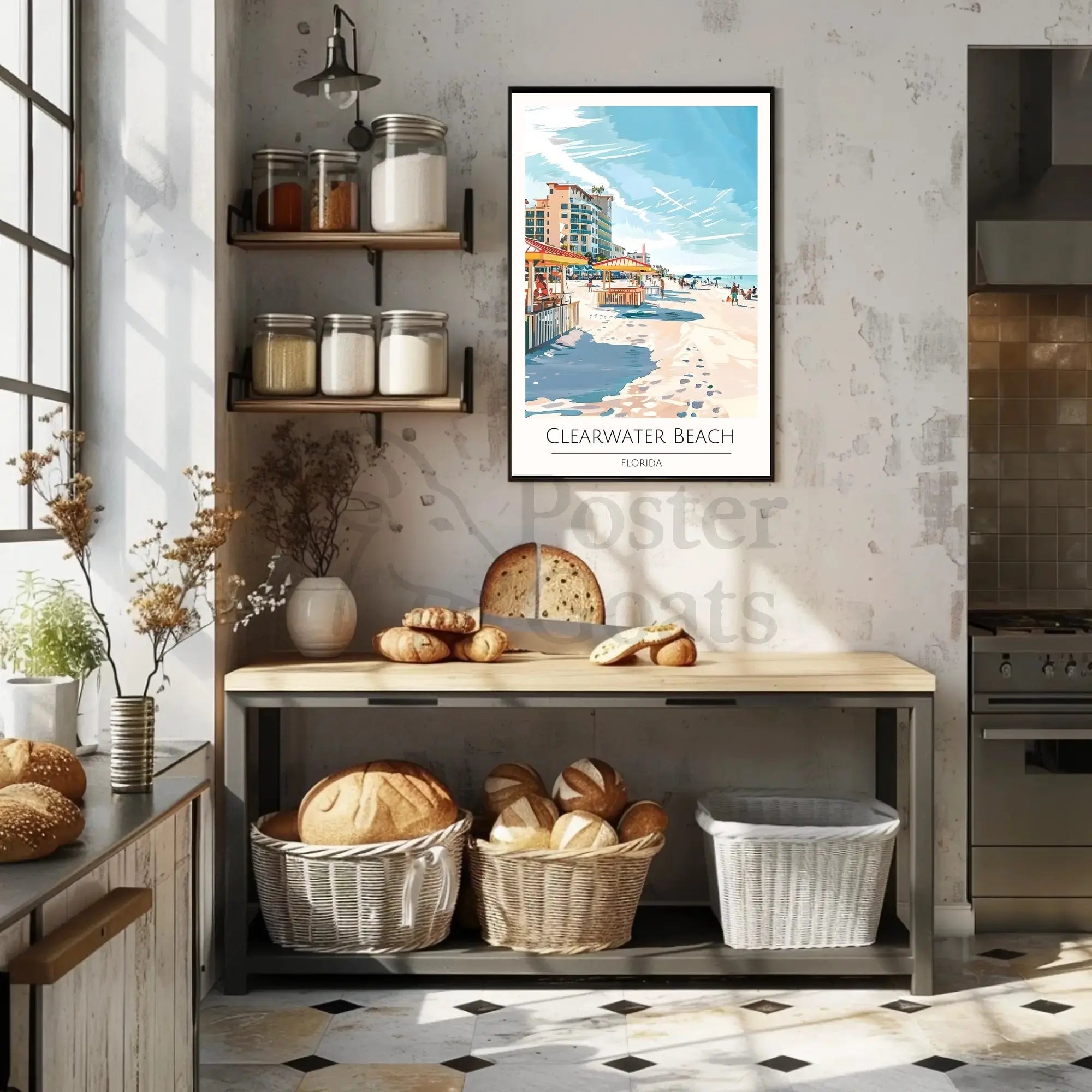 Clearwater Beach Vibrant Vacation Scene Poster PosterGoat