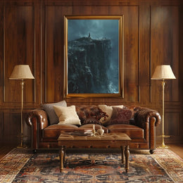 Cliffside Contemplation during Stormy Seas Artistic Poster PosterGoat