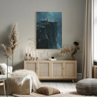 Cliffside Contemplation during Stormy Seas Artistic Poster PosterGoat