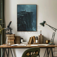 Cliffside Contemplation during Stormy Seas Artistic Poster PosterGoat