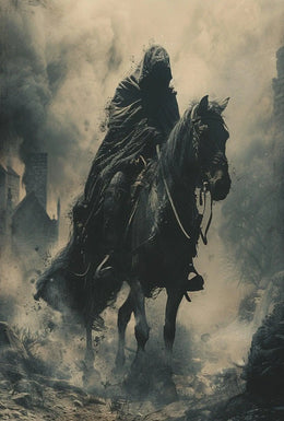 Cloaked Equestrian Mystery in Medieval Artistic Poster PosterGoat