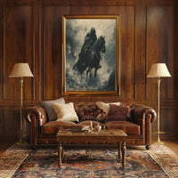 Cloaked Equestrian Mystery in Medieval Artistic Poster PosterGoat