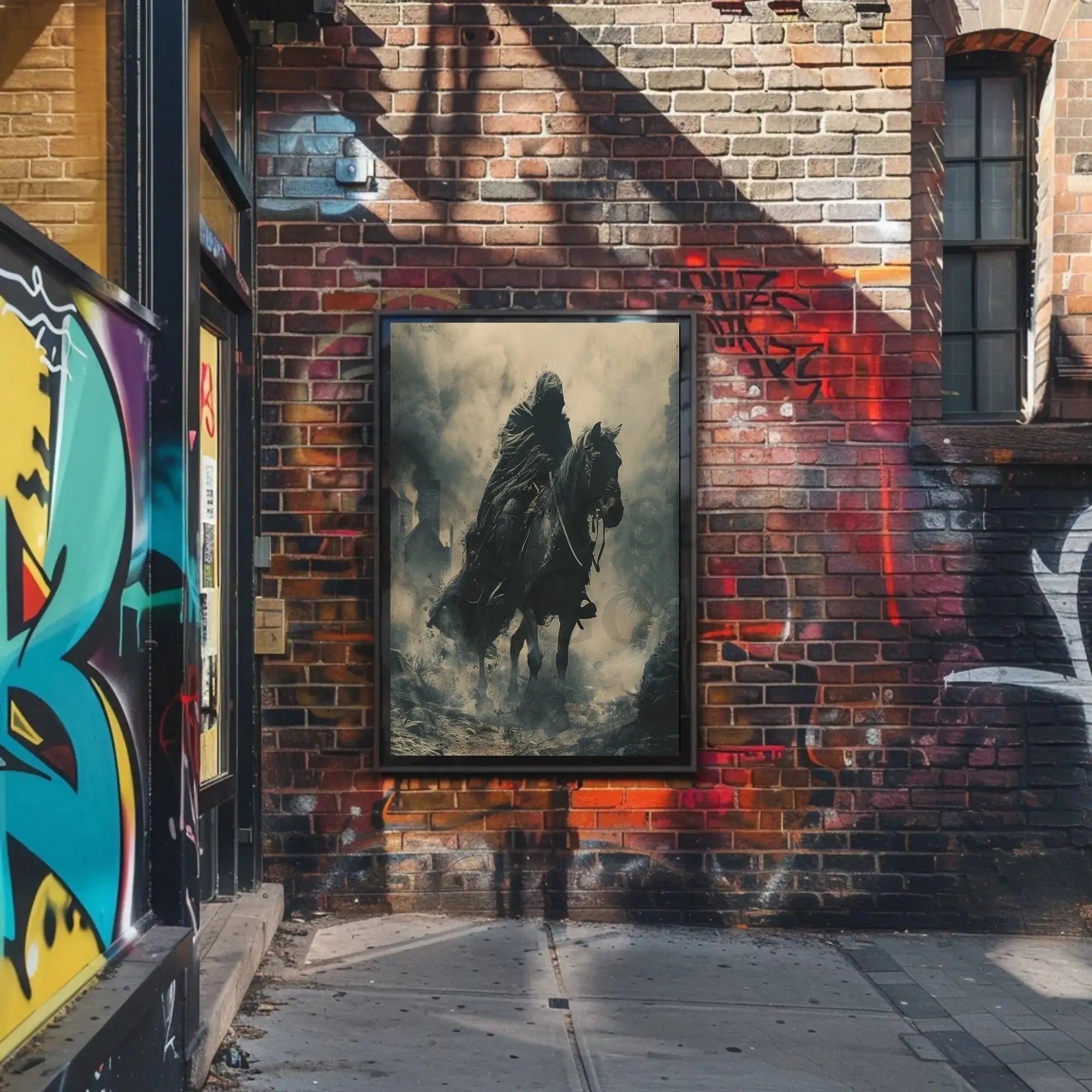 Cloaked Equestrian Mystery in Medieval Artistic Poster PosterGoat