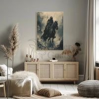 Cloaked Equestrian Mystery in Medieval Artistic Poster PosterGoat
