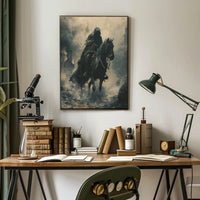 Cloaked Equestrian Mystery in Medieval Artistic Poster PosterGoat