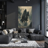 Cloaked Equestrian Mystery in Medieval Artistic Poster PosterGoat