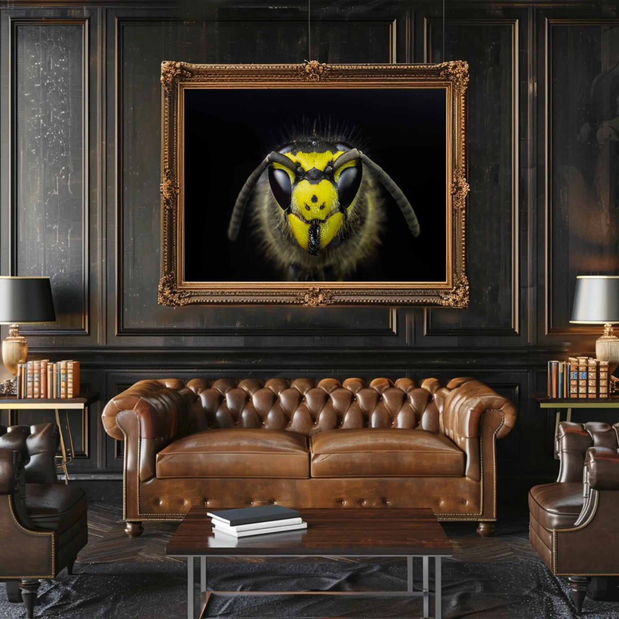 Close-Up Detailed Wasp Face Ultra HD Animal Poster PosterGoat
