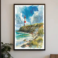 Coastal Lighthouse Serenity: Stunning Abstract, Artistic Poster PosterGoat
