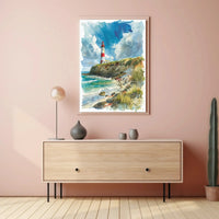 Coastal Lighthouse Serenity: Stunning Abstract, Artistic Poster PosterGoat